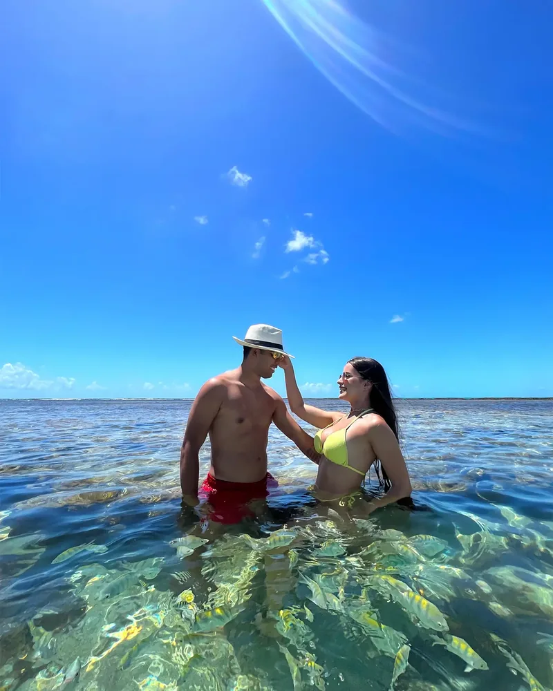 Antes do preset: a mesma foto no mar, com cores mais apagadas